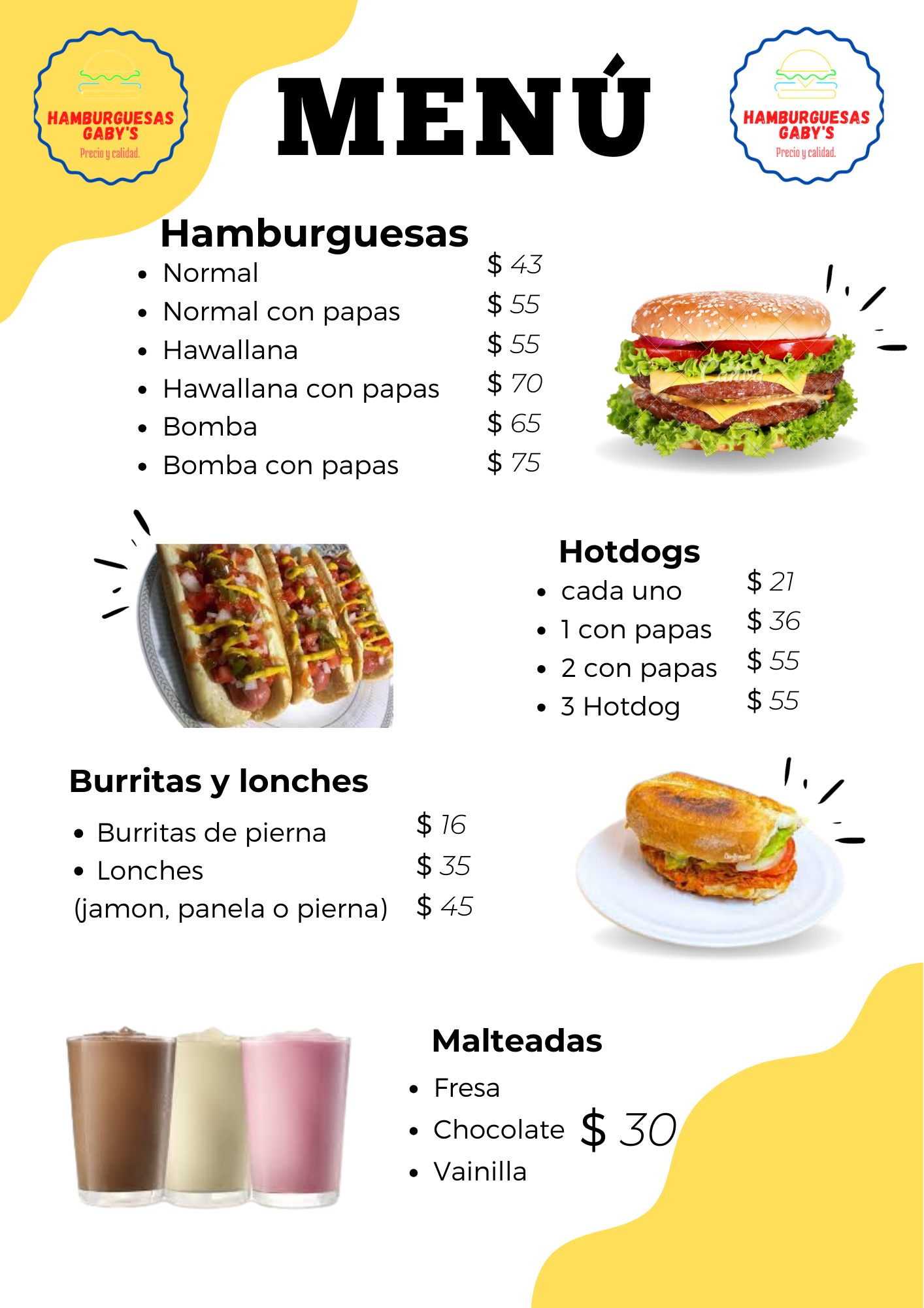 Parte Frontal del Menu